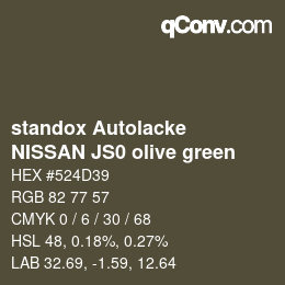Farbcode: standox Autolacke - NISSAN JS0 olive green | qconv.com