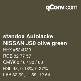 Color code: standox Autolacke - NISSAN JS0 olive green | qconv.com