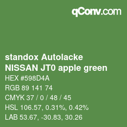 Color code: standox Autolacke - NISSAN JT0 apple green | qconv.com