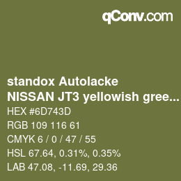 カラーコード: standox Autolacke - NISSAN JT3 yellowish green | qconv.com