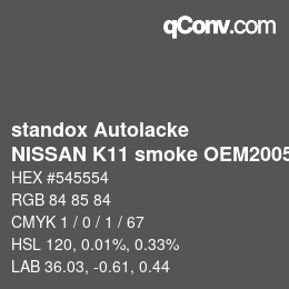 Color code: standox Autolacke - NISSAN K11 smoke OEM2005 | qconv.com