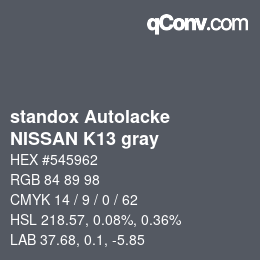 Farbcode: standox Autolacke - NISSAN K13 gray | qconv.com