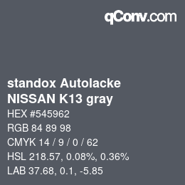 Código de color: standox Autolacke - NISSAN K13 gray | qconv.com