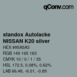 Code couleur: standox Autolacke - NISSAN K20 silver | qconv.com