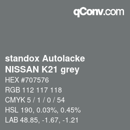 Color code: standox Autolacke - NISSAN K21 grey | qconv.com