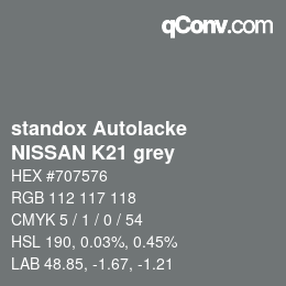カラーコード: standox Autolacke - NISSAN K21 grey | qconv.com