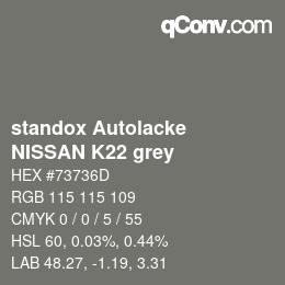 Farbcode: standox Autolacke - NISSAN K22 grey | qconv.com