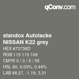 Color code: standox Autolacke - NISSAN K22 grey | qconv.com