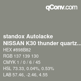 Código de color: standox Autolacke - NISSAN K30 thunder quartz OEM2005 | qconv.com