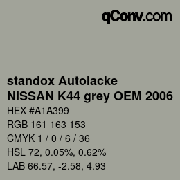 Color code: standox Autolacke - NISSAN K44 grey OEM 2006 | qconv.com