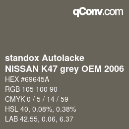 カラーコード: standox Autolacke - NISSAN K47 grey OEM 2006 | qconv.com
