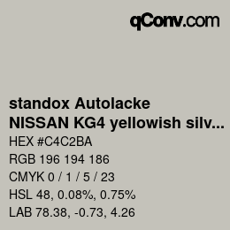 Color code: standox Autolacke - NISSAN KG4 yellowish silver | qconv.com