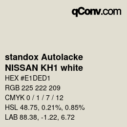 Código de color: standox Autolacke - NISSAN KH1 white | qconv.com