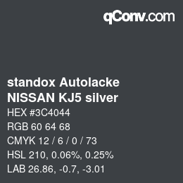 カラーコード: standox Autolacke - NISSAN KJ5 silver | qconv.com