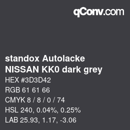 Color code: standox Autolacke - NISSAN KK0 dark grey | qconv.com