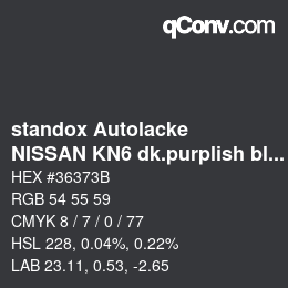 カラーコード: standox Autolacke - NISSAN KN6 dk.purplish blue 2 | qconv.com