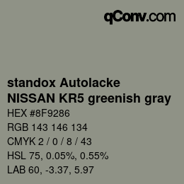 Color code: standox Autolacke - NISSAN KR5 greenish gray | qconv.com