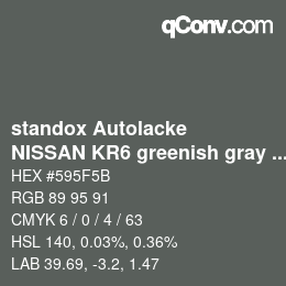 カラーコード: standox Autolacke - NISSAN KR6 greenish gray 2 | qconv.com