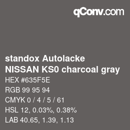 Farbcode: standox Autolacke - NISSAN KS0 charcoal gray | qconv.com