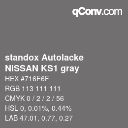 Código de color: standox Autolacke - NISSAN KS1 gray | qconv.com