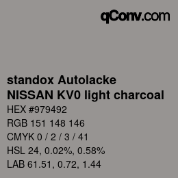 Color code: standox Autolacke - NISSAN KV0 light charcoal | qconv.com