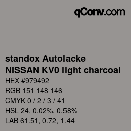 Código de color: standox Autolacke - NISSAN KV0 light charcoal | qconv.com