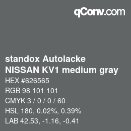 Farbcode: standox Autolacke - NISSAN KV1 medium gray | qconv.com