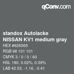 Color code: standox Autolacke - NISSAN KV1 medium gray | qconv.com