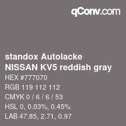 Color code: standox Autolacke - NISSAN KV5 reddish gray | qconv.com