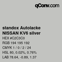Color code: standox Autolacke - NISSAN KV6 silver | qconv.com