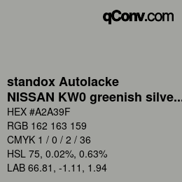 カラーコード: standox Autolacke - NISSAN KW0 greenish silver | qconv.com