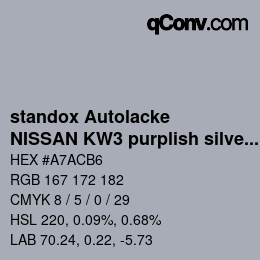 Código de color: standox Autolacke - NISSAN KW3 purplish silver | qconv.com