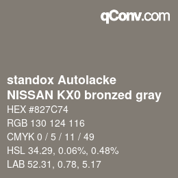 Color code: standox Autolacke - NISSAN KX0 bronzed gray | qconv.com