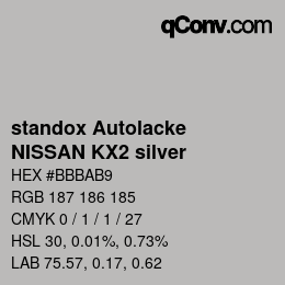 Color code: standox Autolacke - NISSAN KX2 silver | qconv.com