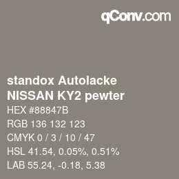 Color code: standox Autolacke - NISSAN KY2 pewter | qconv.com