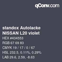 Code couleur: standox Autolacke - NISSAN L20 violet | qconv.com