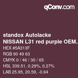Color code: standox Autolacke - NISSAN L31 red purple OEM2005 | qconv.com