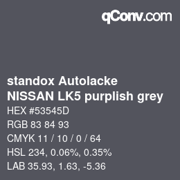 Color code: standox Autolacke - NISSAN LK5 purplish grey | qconv.com