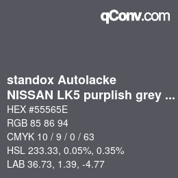 Código de color: standox Autolacke - NISSAN LK5 purplish grey (patrol) | qconv.com