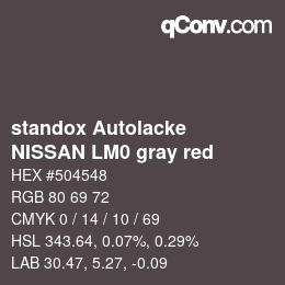 Color code: standox Autolacke - NISSAN LM0 gray red | qconv.com