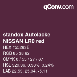 Color code: standox Autolacke - NISSAN LR0 red | qconv.com