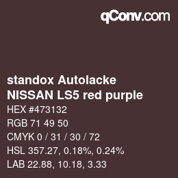 Color code: standox Autolacke - NISSAN LS5 red purple | qconv.com