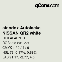 Color code: standox Autolacke - NISSAN QR2 white | qconv.com
