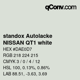 Color code: standox Autolacke - NISSAN QT1 white | qconv.com