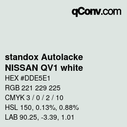 Color code: standox Autolacke - NISSAN QV1 white | qconv.com