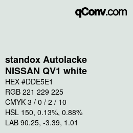Código de color: standox Autolacke - NISSAN QV1 white | qconv.com