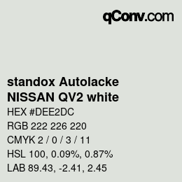 Color code: standox Autolacke - NISSAN QV2 white | qconv.com