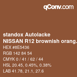 Code couleur: standox Autolacke - NISSAN R12 brownish orange | qconv.com