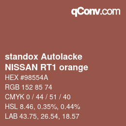 Code couleur: standox Autolacke - NISSAN RT1 orange | qconv.com