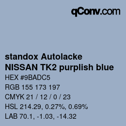 Color code: standox Autolacke - NISSAN TK2 purplish blue | qconv.com